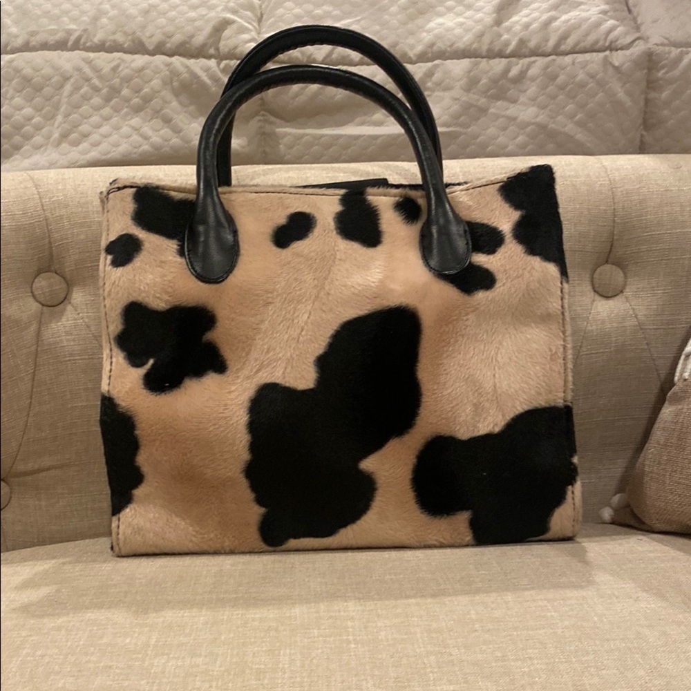 Black and Tan Tote Bag with Structured Design